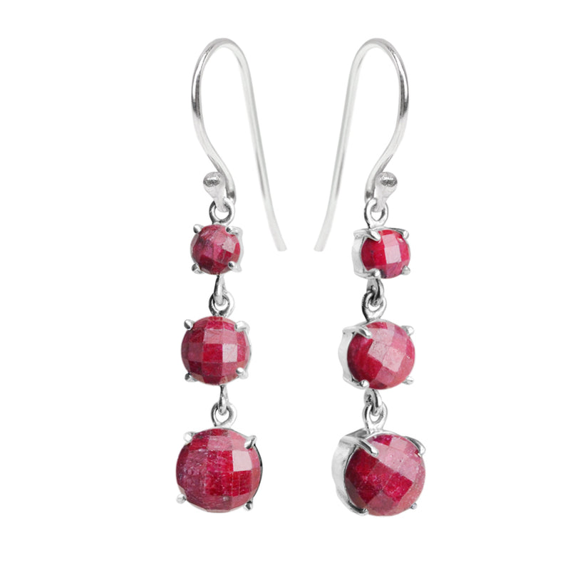 Delicious Cranberry Corundum Sterling Silver Dangle Earrings