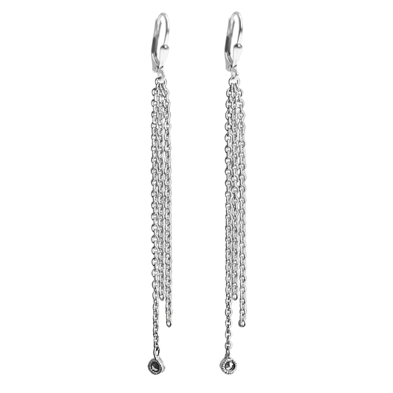 Exquisite Marcasite Sterling Silver 3-Strand Earrings