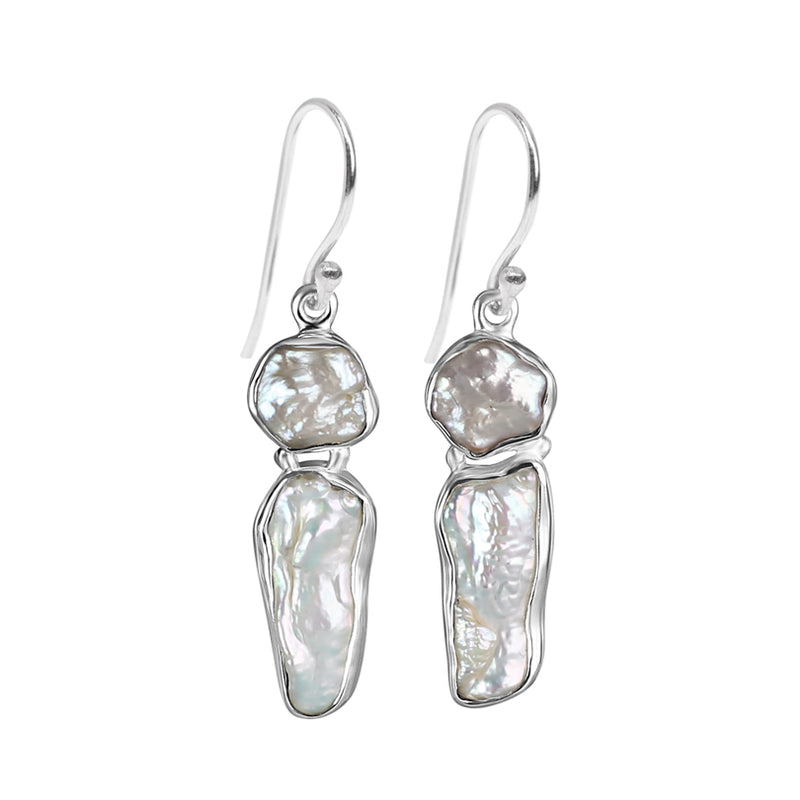 Glistening Fresh Water Pearl Sterling Silver Statement Earrings