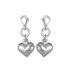 Petite Puffed Heart Italian Earrings in Rhodium Plated Silver & Rose Gold Plated Silver