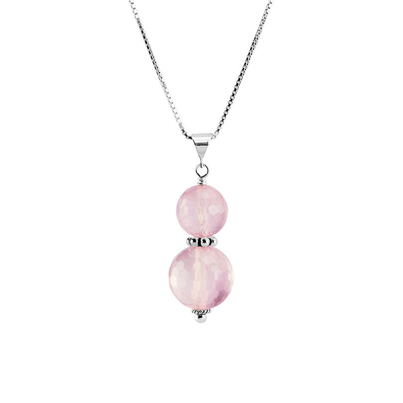 Beautiful Faceted Rose Quartz Sterling Silver Necklace