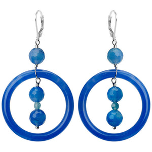 Vibrant Periwinkle Blue Jade Sterling Silver Earrings