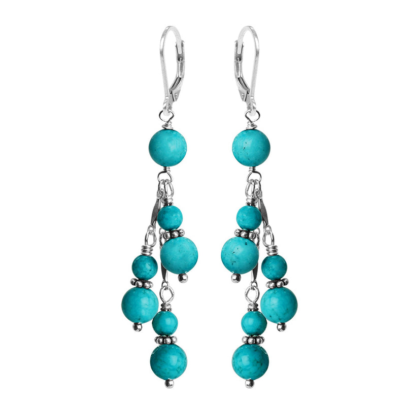 Beautiful Shade Turquoise Magnesite Sterling Silver Earrings