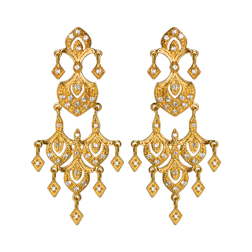 Bright Golden Dynasty Crystal Earrings