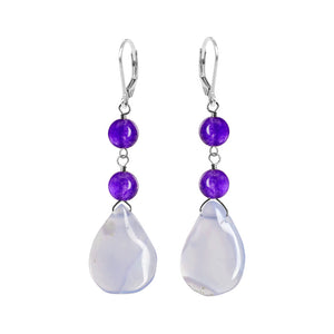 Calming Lavender Jade & Agate Sterling Silver Earrings
