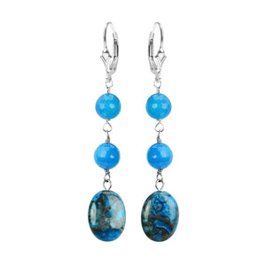 Delicious Blue Jasper and Agate Sterling Silver Earrings