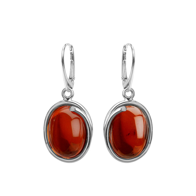 Gorgeous Cherry Cognac Baltic Amber Sterling Silver Statement Earrings