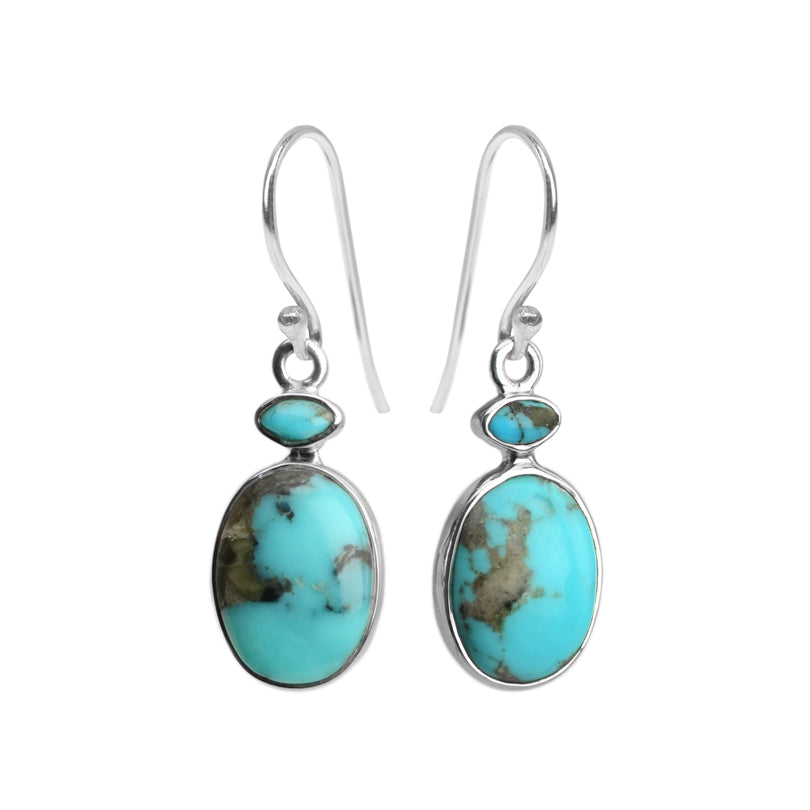 Enchanting Arizona Natural Blue Turquoise Sterling Silver Earrings