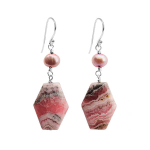 Alluring Raspberry-Pink Rhodochrosite Sterling Silver Earrings