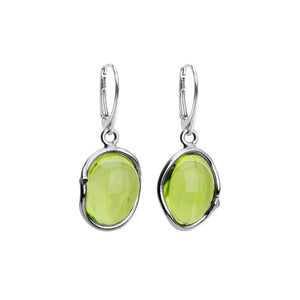 Gorgeously Clear Caribbean Green Amber Sterling Silver Earrings