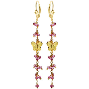 Darling Faceted Pink Quartz Gold Filled Butterfly Earrings