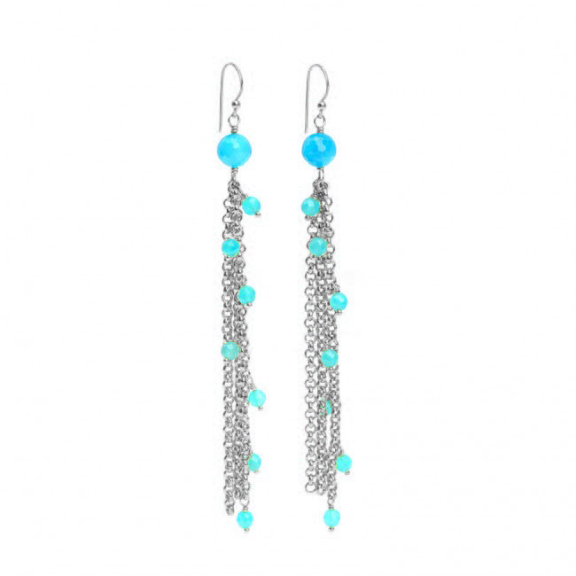 Flirty Blue Agate Silver Plated Earrings
