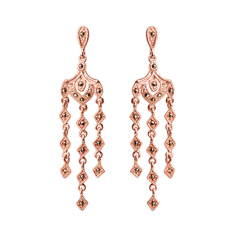 14kt Rose Gold Plated Marcasite Earrings