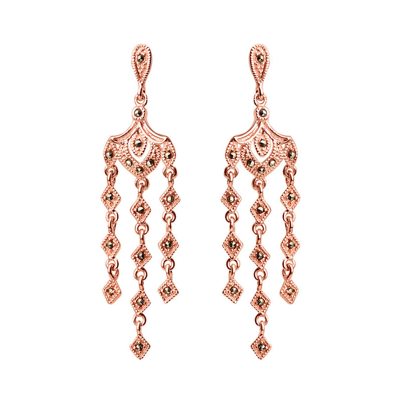 14kt Rose Gold Plated Marcasite Earrings