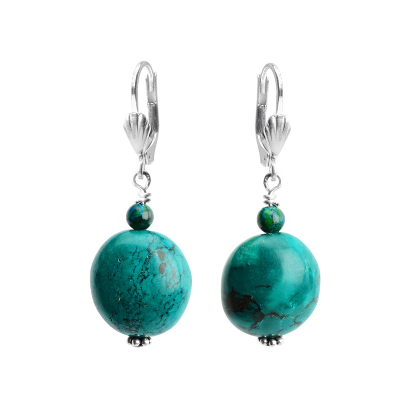 Beautiful Rich Colors of Genuine Turquoise Sterling Silver Earrings