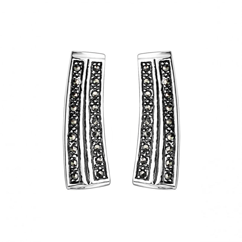 Elegant Marcasite Sterling Silver Earrings