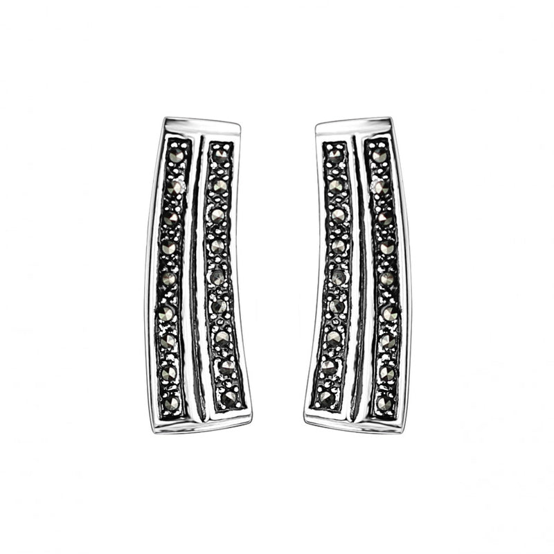 Elegant Marcasite Sterling Silver Earrings