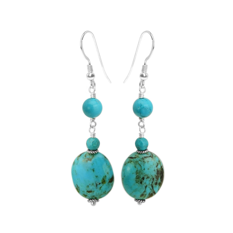 Fabulous Ocean Blue Arizona Turquoise Sterling Silver Earrings