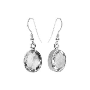 Sparkling Faceted Quartz Sterling Silver Statement Earrings