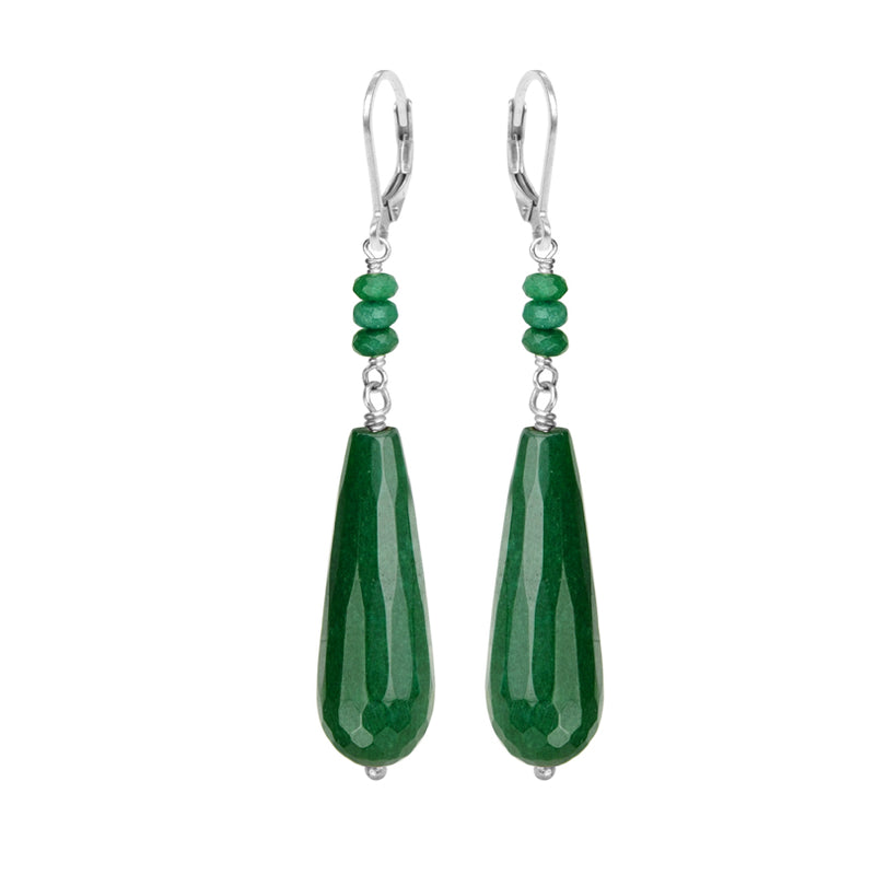 Stunning Green Corundum Sterling Silver Statement Earrings