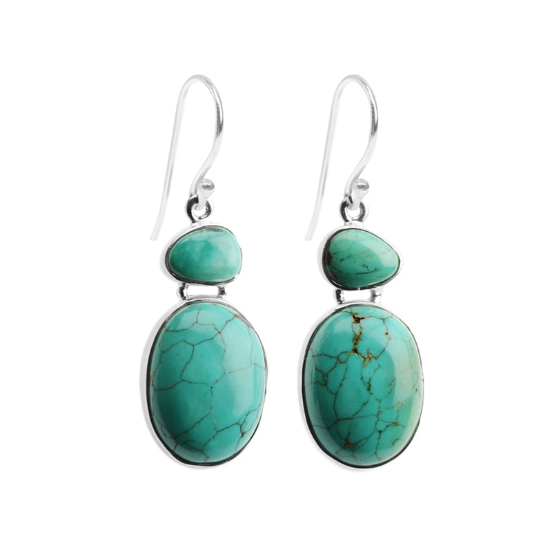 Stunning Sea Foam Genuine Turquoise Stone Sterling Silver Statement Earrings*