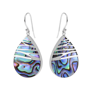 Waves of Silver Adorning Abalone Statement Sterling Silver Statement Earrings