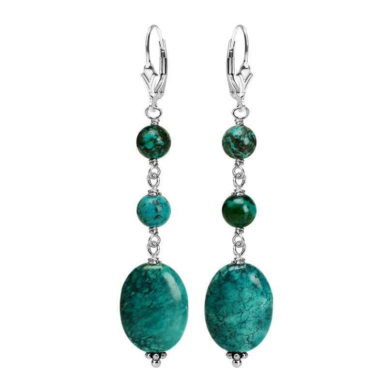Beautiful Natural Turquoise Sterling Silver Earrings