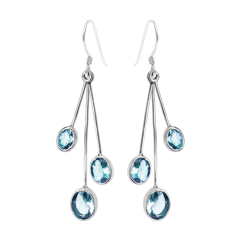 Shimmering Glacier Blue Topaz Sterling Silver Statement Earrings