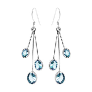 Shimmering Glacier Blue Topaz Sterling Silver Statement Earrings