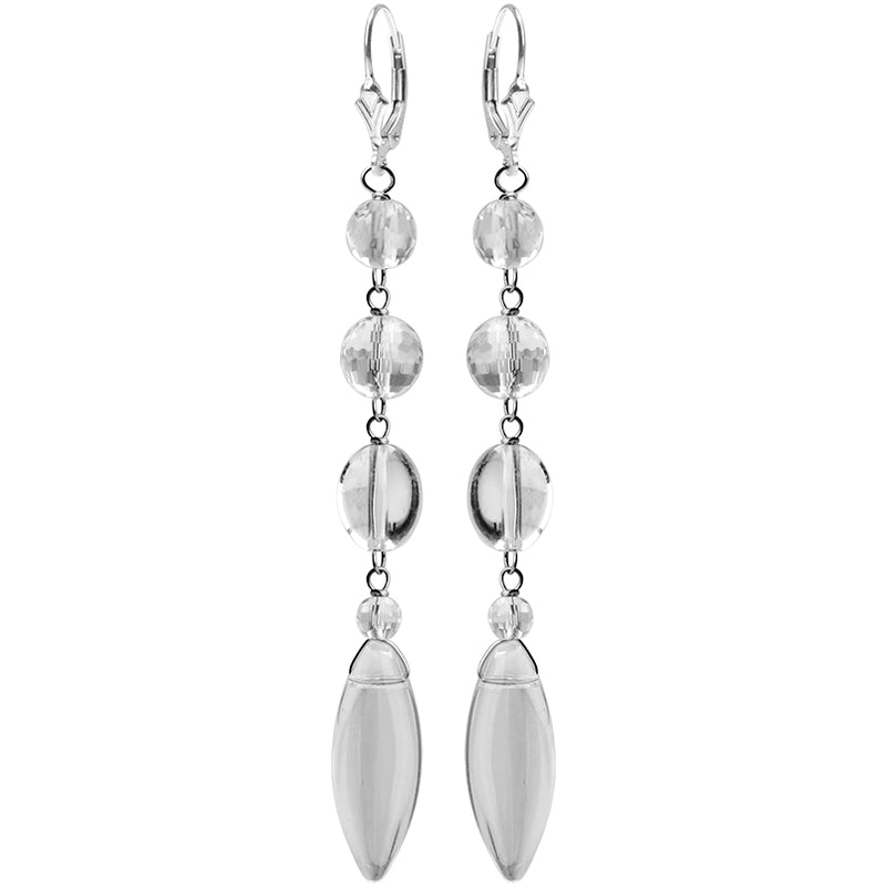 Elegant Faceted Crystal Quartz Sterling Silver Earrings
