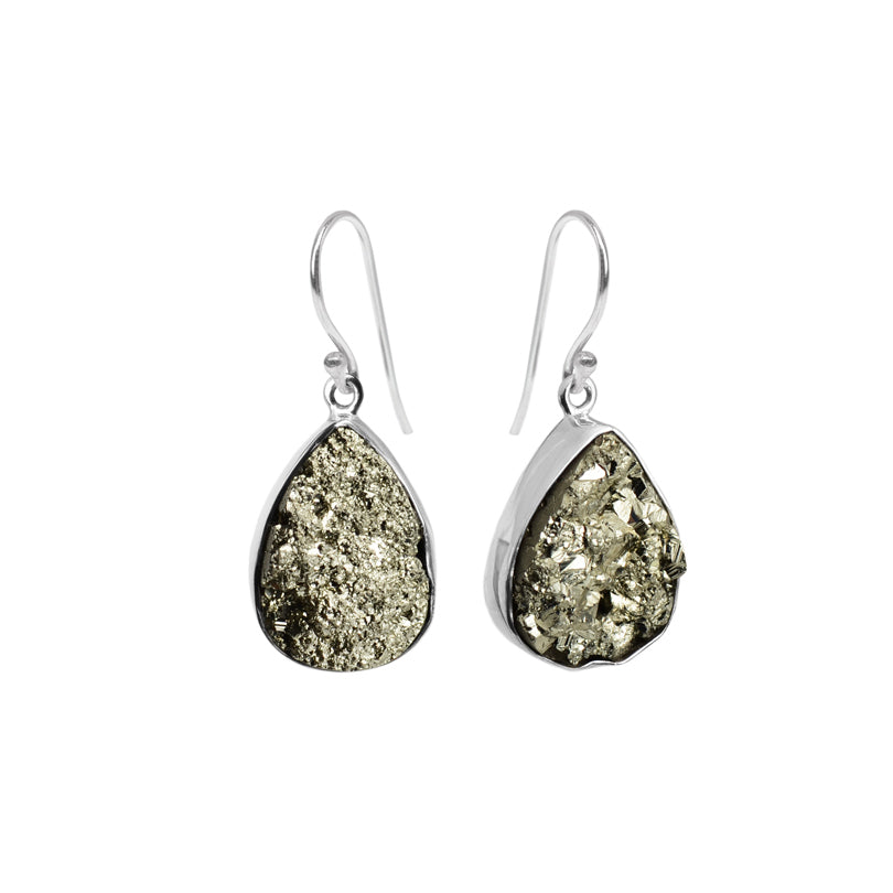 Sparkling Pyrite Sterling Silver Earrings