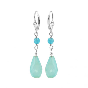 Sea Color Blue Jade Sterling Silver Earrings