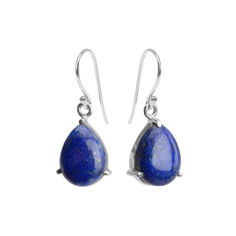 Beautiful Blue Lapis Sterling Silver Teardrop Statement Earrings