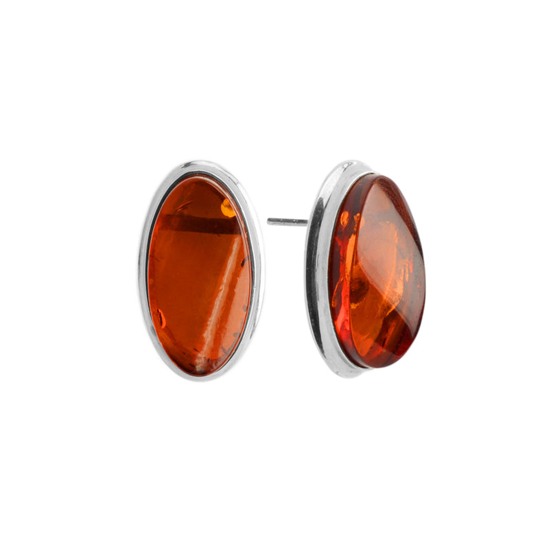 Brilliant Wave Cut Baltic Amber Sterling Silver Earrings