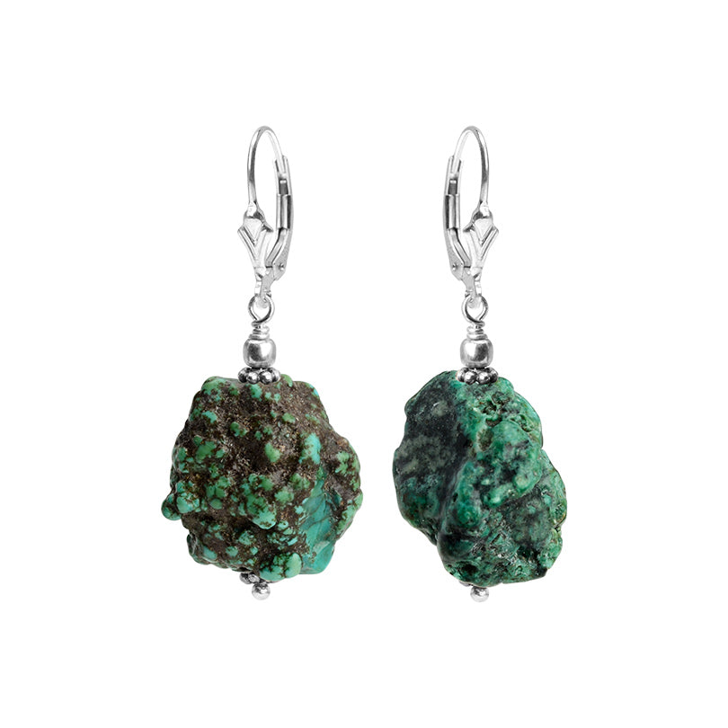 Natural Rocky Turquoise Sterling Silver Earrings