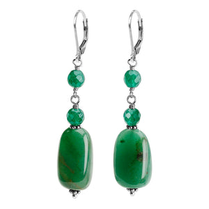 Stunning Green Aventurine and Green Agate Sterling Silver Earrings