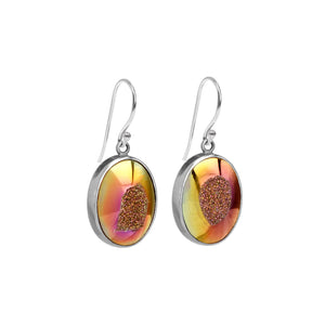 Gorgeous Golden Rose Titanium Drusy Sterling Silver Earrings
