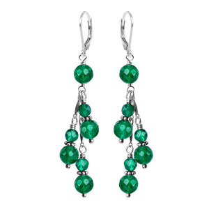 Gorgeous Faceted Emerald Color Quartz Sterling Silver Earrings