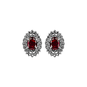 Gorgeous Sparkling Red Thai Garnet Marcasite Sterling Silver Statement Earrings