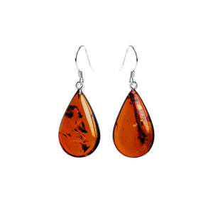 Rich Gorgeous Cognac Baltic Amber Sterling Silver Earrings