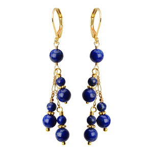 Beautiful Lapis Gold Filled Statement Earrings