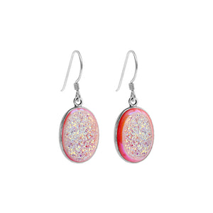 Lovely Pink Titanium Drusy Sterling Silver Statement Earrings