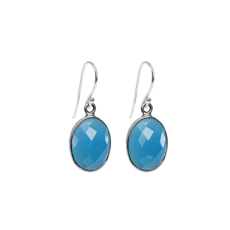 Periwinkle Blue Chalcedony Sterling Silver Earrings