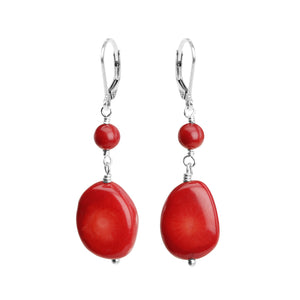 Classy Coral Sterling Silver Medium Size Earrings
