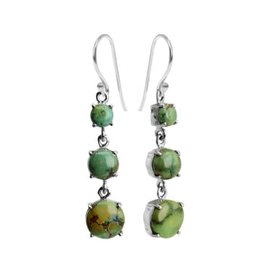 Exquisite Green Genuine Turquoise Sterling Silver Earrings