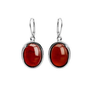 Stunning Cherry Baltic Amber Large Stone Sterling Silver Statement Earrings