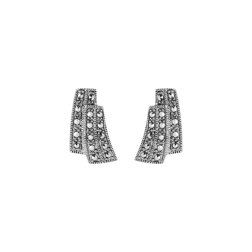 Vintage Style Marcasite Sterling Silver Earrings