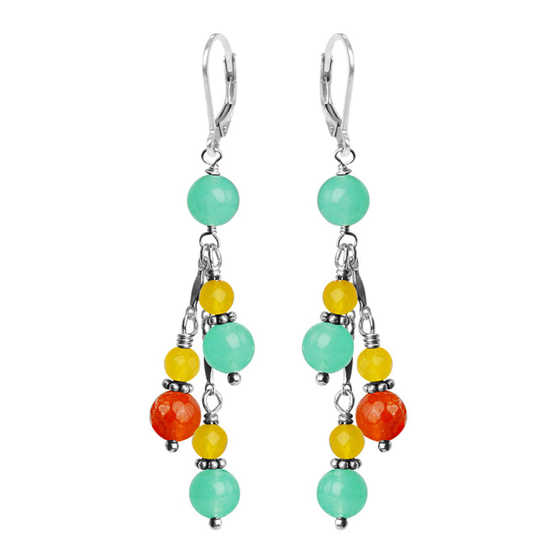 Yum Yum Colorful Jade Sterling Silver Earrings