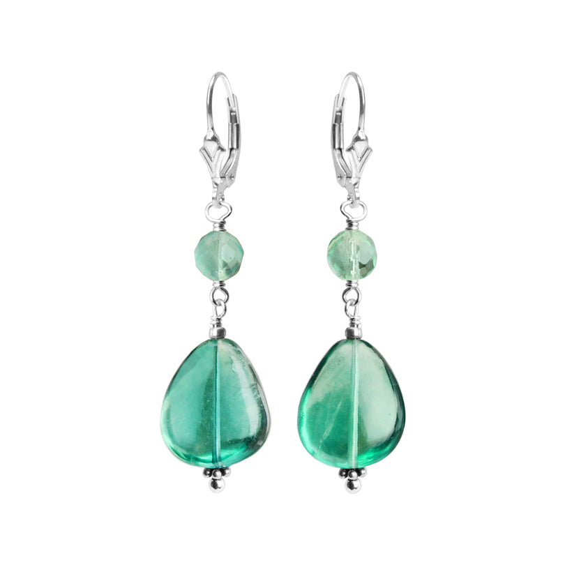 Gorgeous Color  Natural Fluorite Sterling Silver Earrings