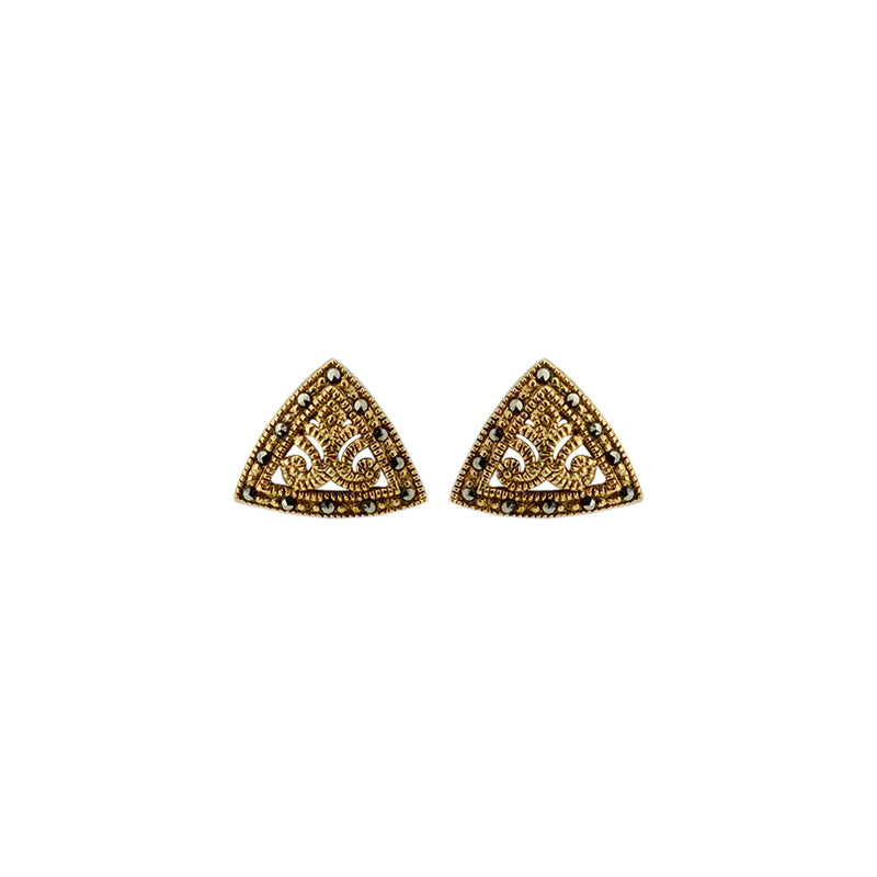Lovely Petite Gold Plated Marcasite Stud Earrings